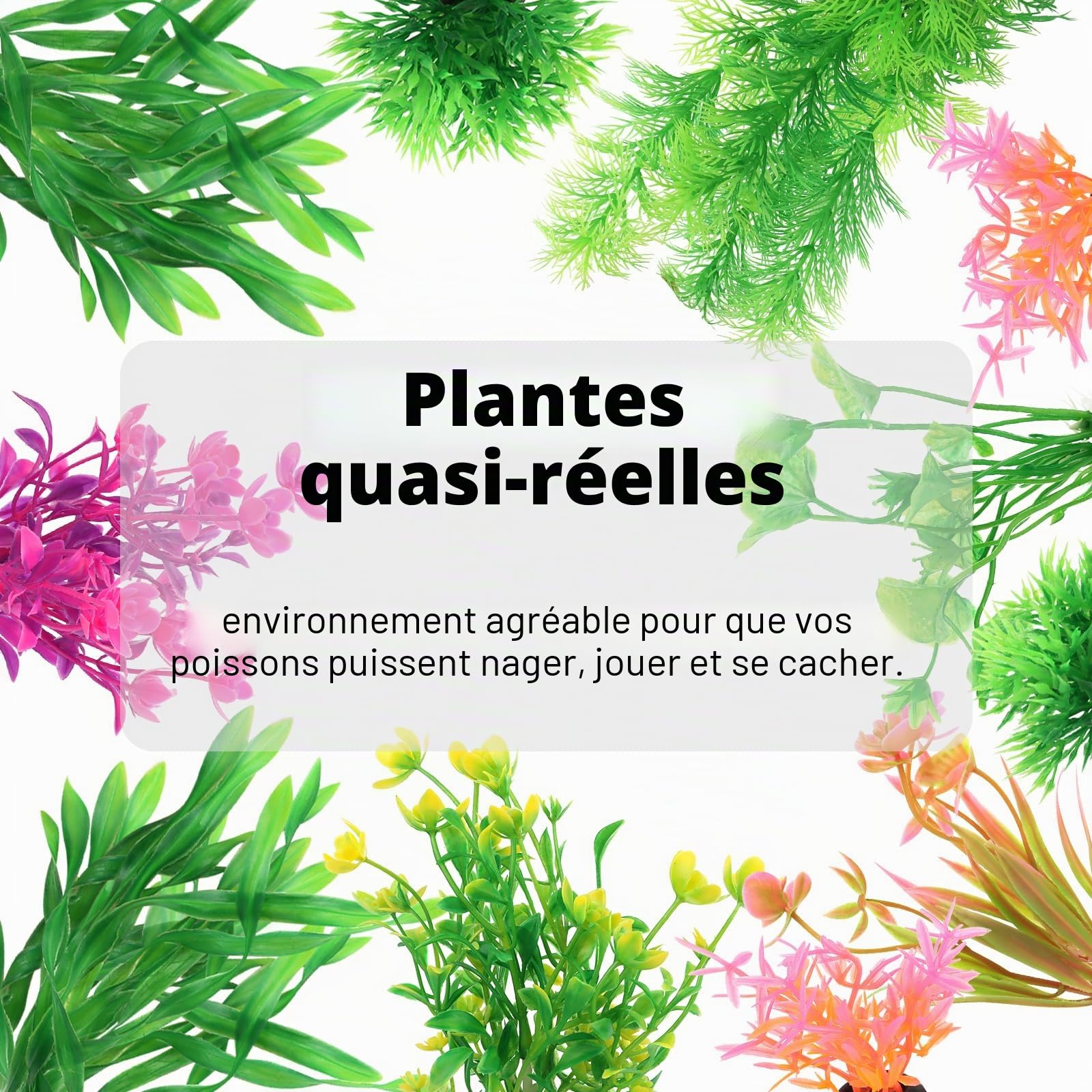 Aquarium Decoration Plante, 11 Pièces Vert Plantes Artificielle Aquarium Deco, Décoration Verte pour et Terrarium, Cachettes pour Poissons