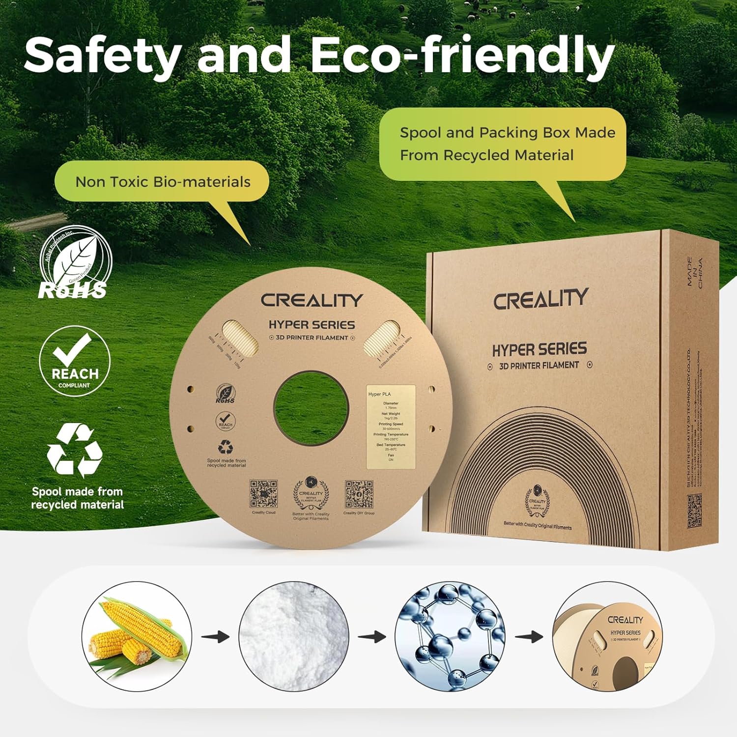 Official Creality Hyper PLA Filament 1KG Skin and Space PI Filament Dryer