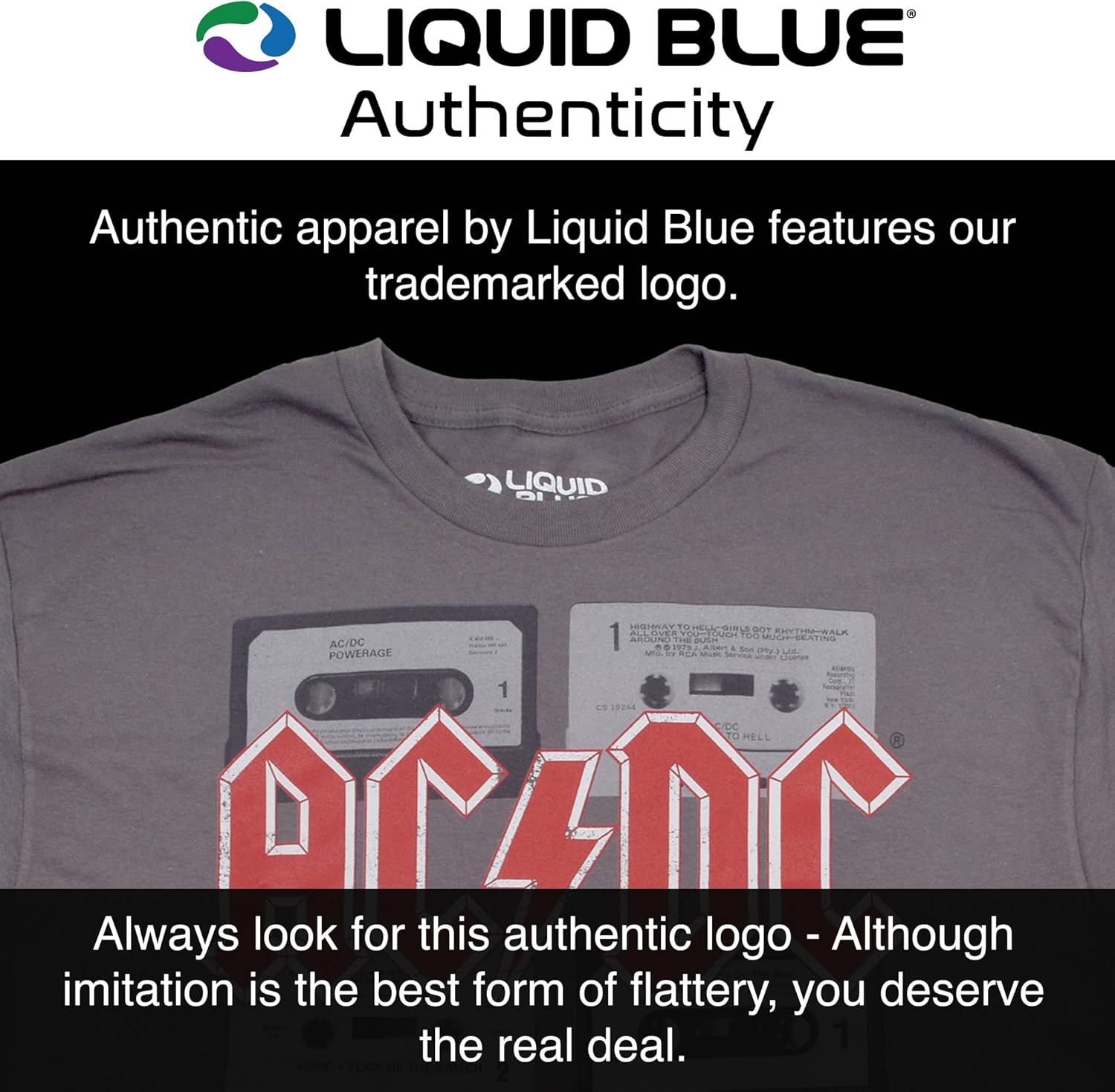 Liquid Blue ACDC Cassettes Vintage Band Tee – Organic Cotton, Classic Rock Graphic Concert Shirt for Men