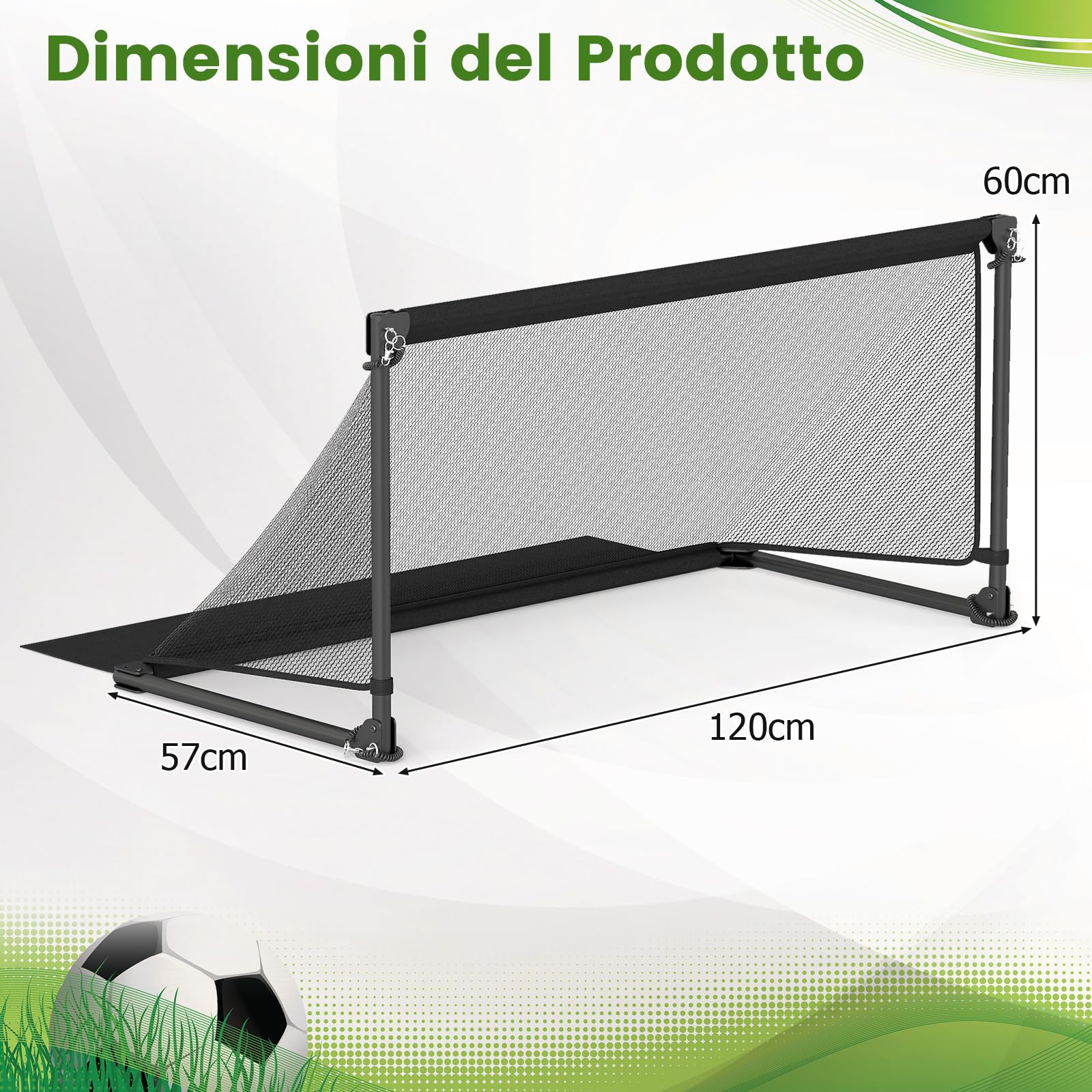 COSTWAY Porta da Calcio per Bambini in Metallo con Rete, Porta da Calcio Pieghevole e Facile da Montare con 4 Picchetti per Cortile, Spiaggia e Giardino per Bambini 6+ Anni