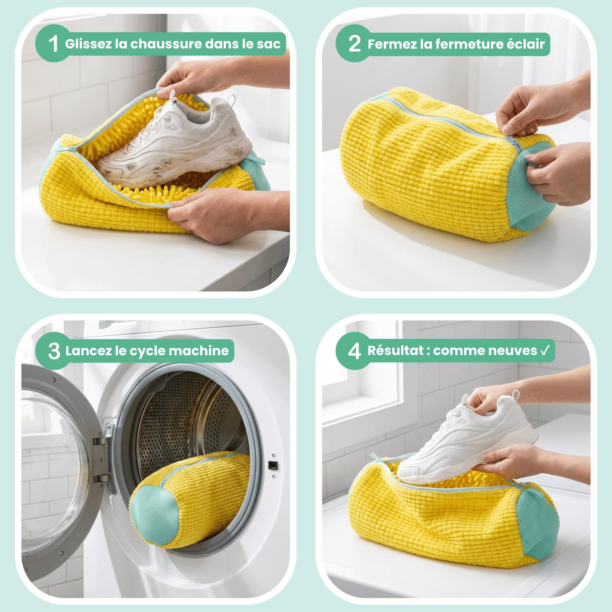 Bagit - Sac de lavage pour chaussures - Lot de 2–jaune – Protection machine