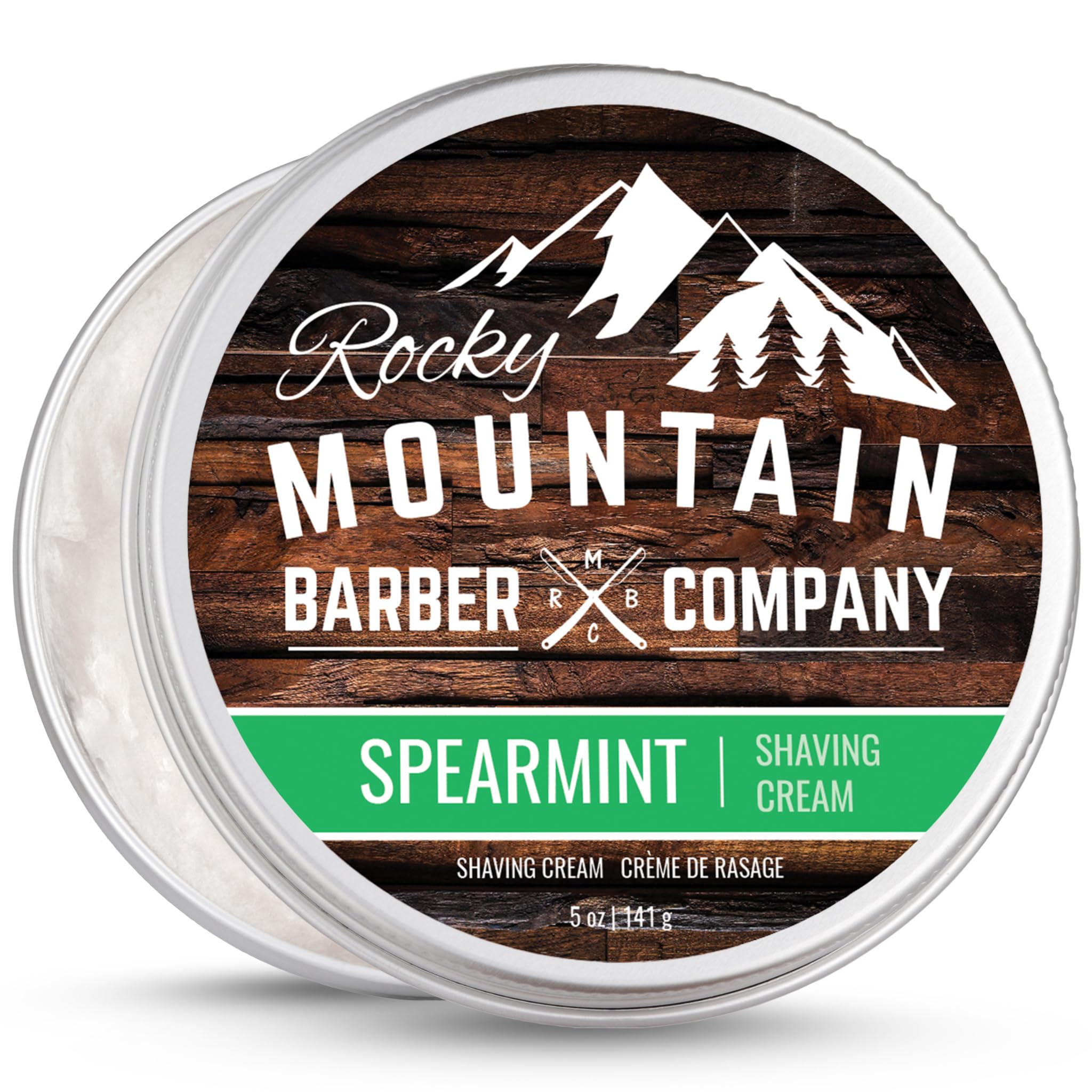 Rocky Mountain Barber Company Spearmint Shaving Cream for Men, 5 oz