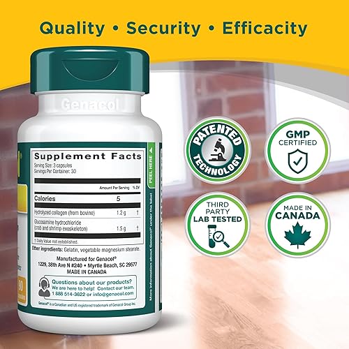 Miniatura 10 de Genacol Plus – Suplemento de glucosamina y colágeno, péptidos de colágeno ultrahidrolizados, facilita el movimiento de las articulaciones, mantiene