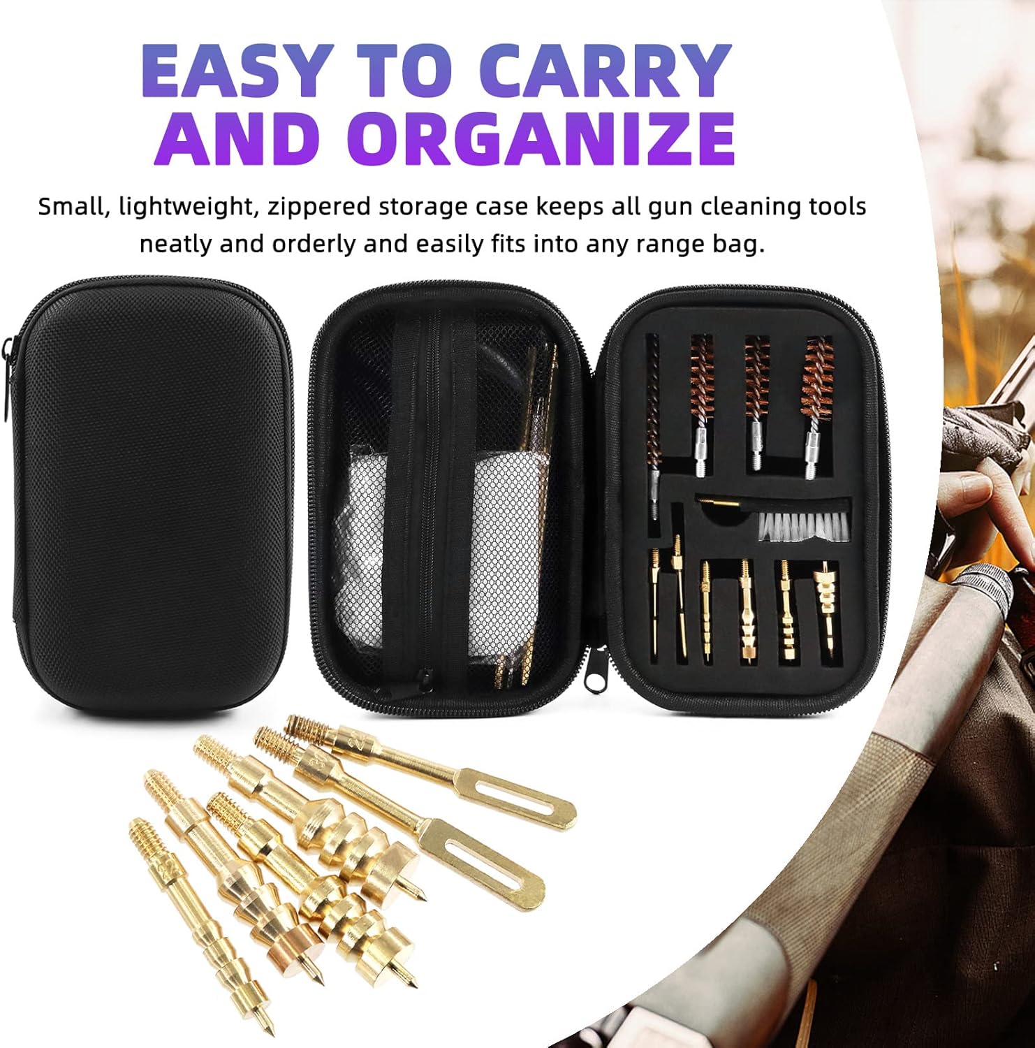 Swpeet Universal Gun Cleaning Kit with Storage Case and Extra Stainless Steel Pick