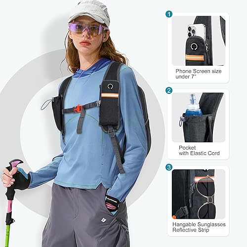 Miniatura 2 de FIORETTO Mochila de senderismo de 15 litros para mujeres y hombres, mini mochila plegable ligera para acampar viajes al aire libre, color negro