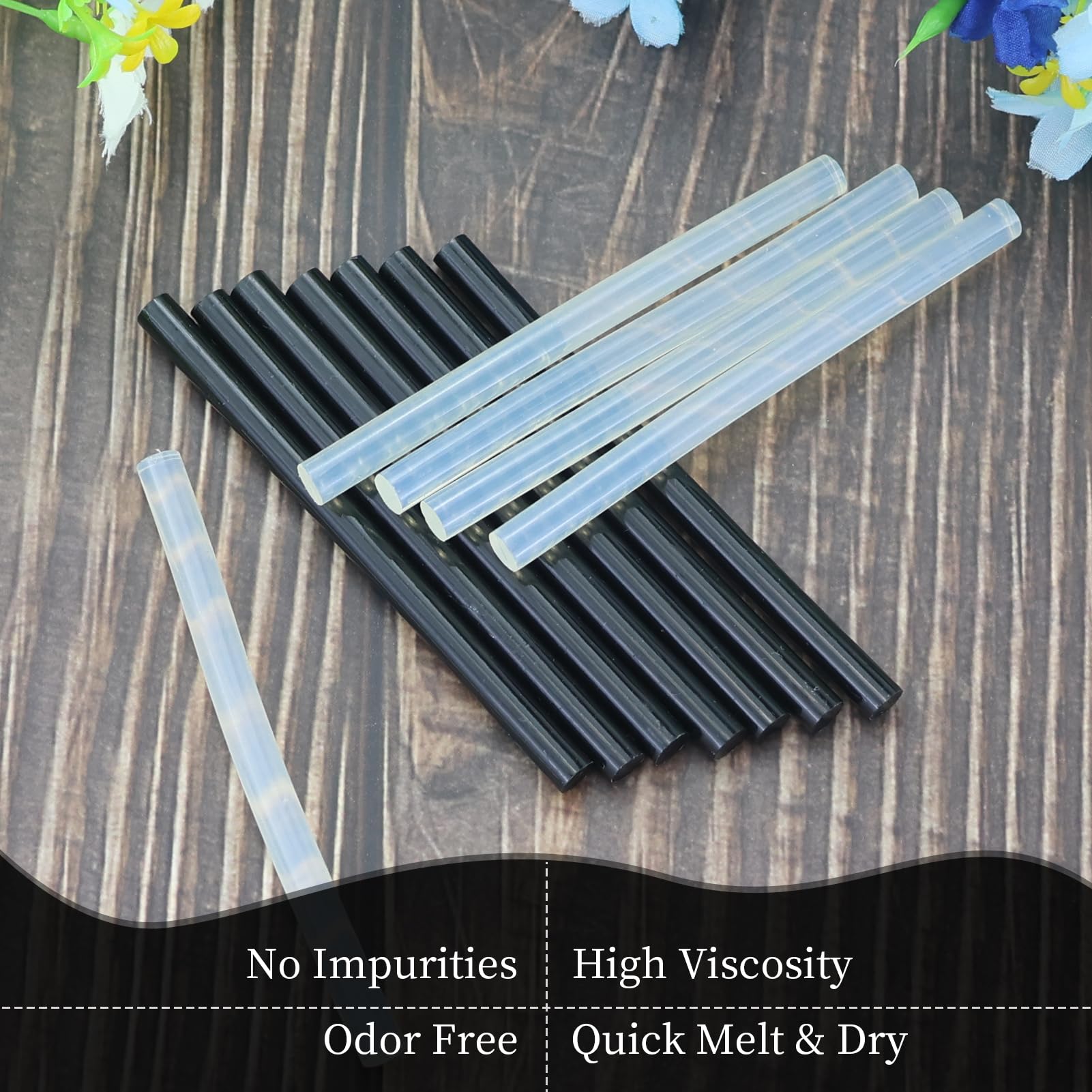 40 Pezzi Colla a Caldo 7 x 100 mm, Stick Colla a Caldo per Pistola, Ricariche Colla a Caldo Trasparenti & Nero, Ad Asciugatura Rapida, Bastoncini di Colla a Caldo per Fai da Te, Riparazione