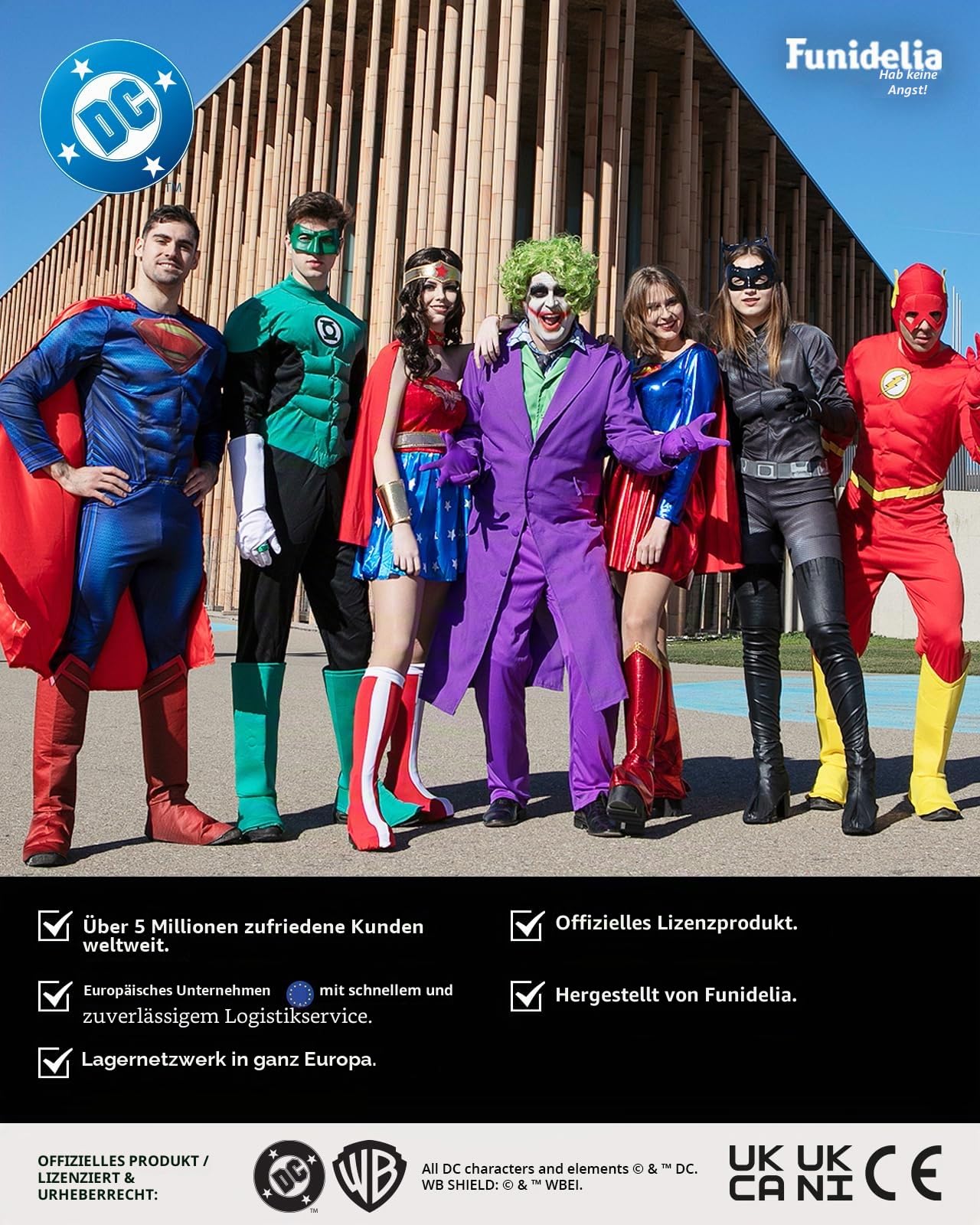 Funidelia Offizielles Batman Kostüm für Kinder, Overall, Gürtel, Umhang mit Maske und Stiefelüberzüge, Superhelden - Outfit für Kinder für Partys, Karneval und Halloween