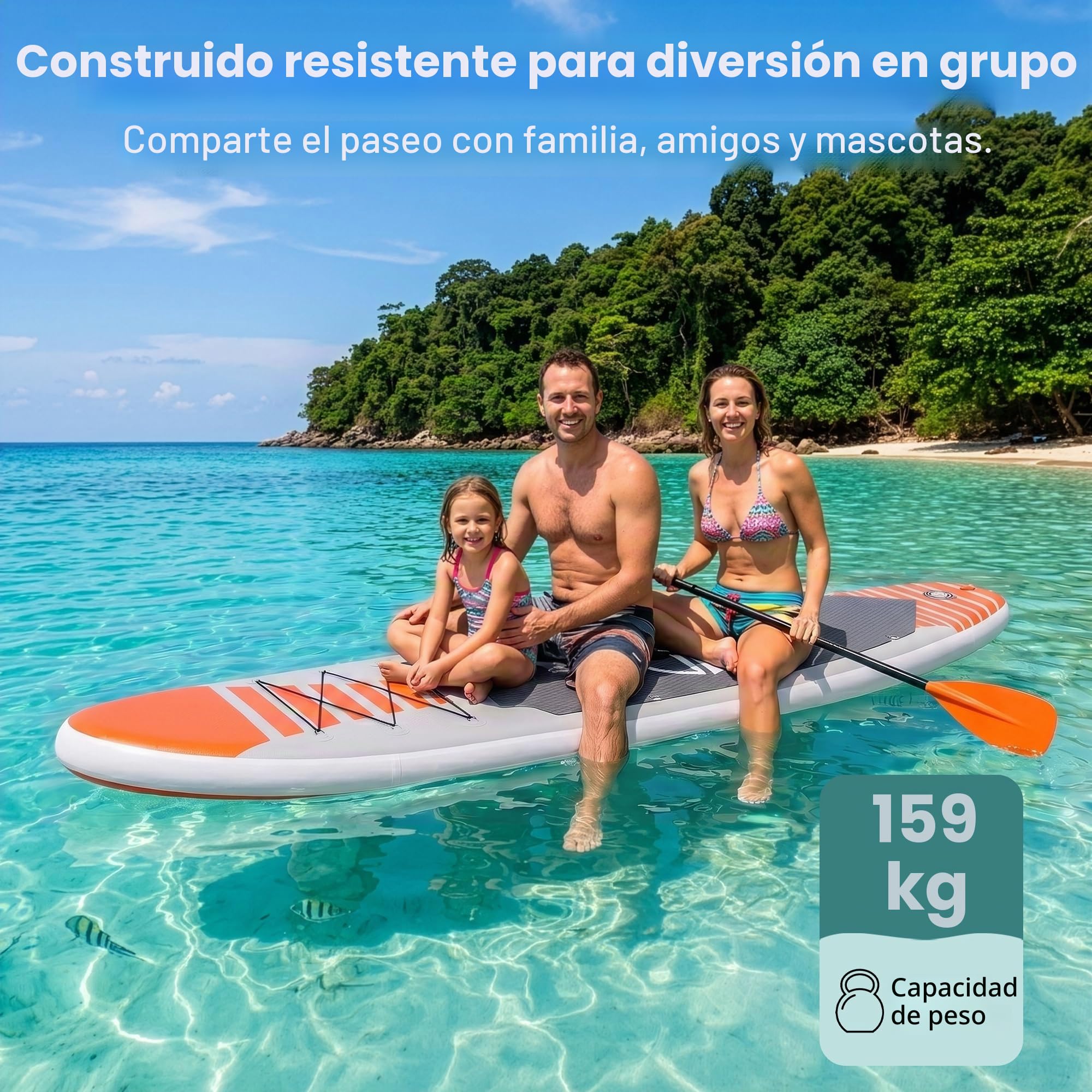 SereneLife Tabla Paddle Surf Hinchable, Paddle Board, Cubierta Antideslizante, Aleta Inferior para remar, Estuche para Guardar, Barco de pie para Jovenes y Adultos