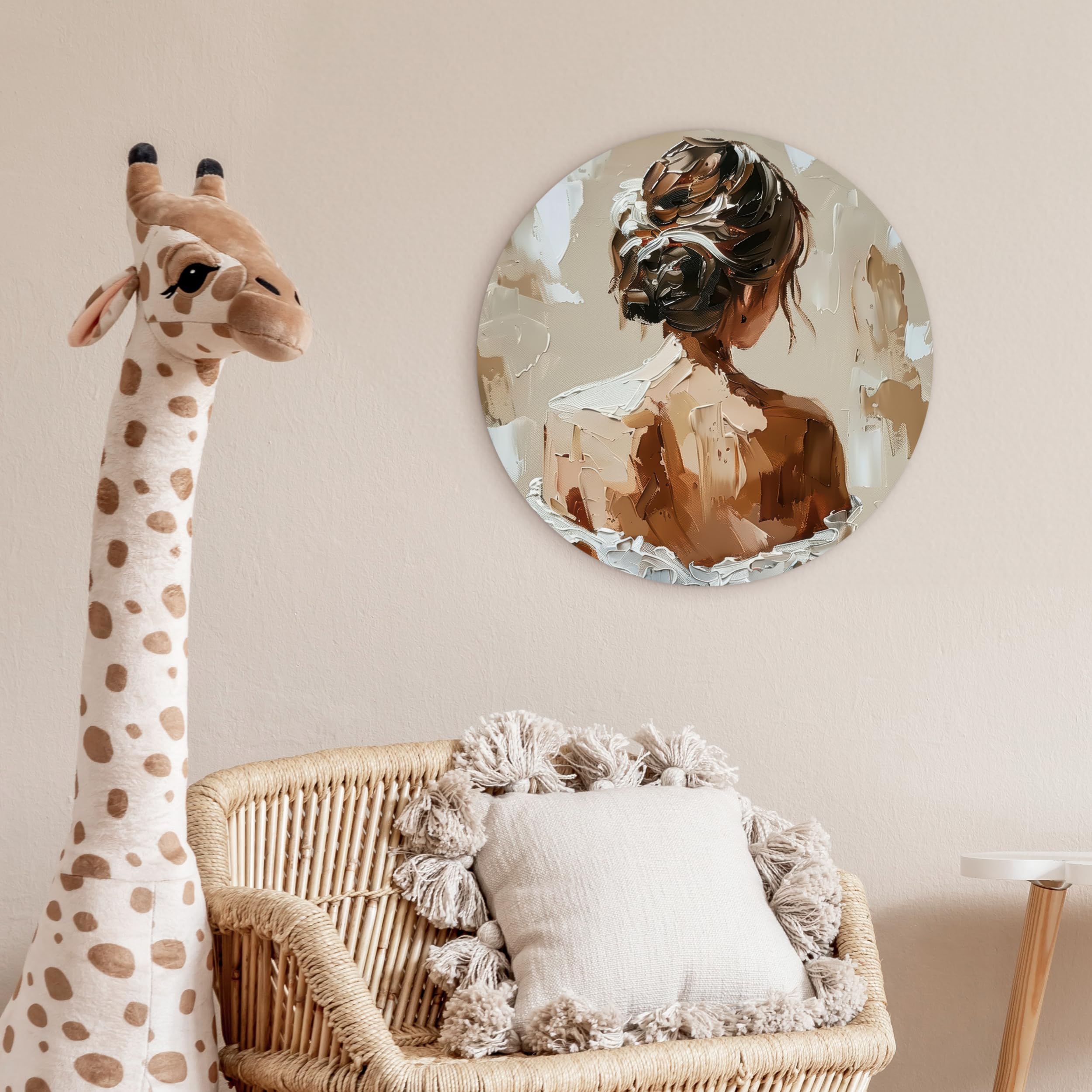 MuchoWow© Wandkreis Ø60 cm Home Decorations Wand Deko Wall Wohnzimmer Schlafzimmer Küchen Kinderzimmer Badezimmer Wanddeko Dekoration Bedroom Frau - Farbe - Abstrakt - Beige - Modern