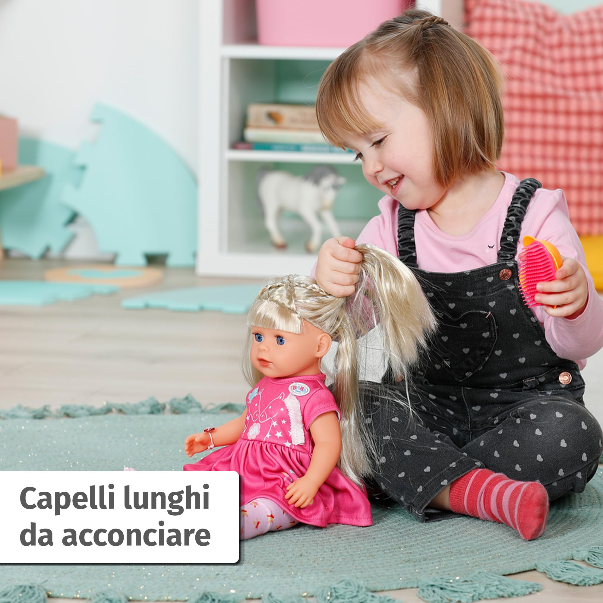 BABY born Sarah, bambola di 36 cm con capelli lunghi e 7 funzioni, per bambini a partire da 3 anni, senza pile, 835722 Zapf Creation