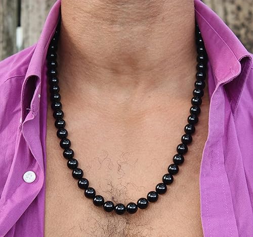Vista 17 de Handmade Black Onyx Crystal Mens Necklace - Grounding Genuine Gemstone Beaded Mala Willpower, Protection, Prosperity Black Choker - Jewelry Gift