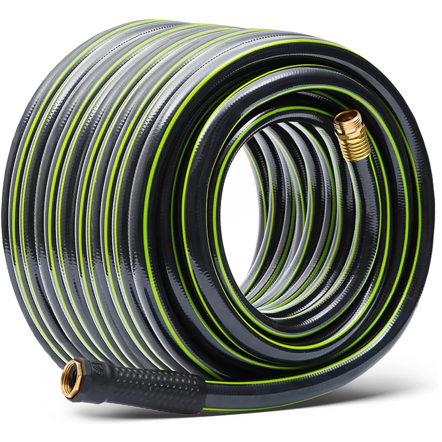 Worth Leader Long Garden Hose 5/8 in. x 75 ft. -No Kink, Flexible, Leakproof, Male to Female Fittings -Heavy Duty Durable PVC Lightweight Water Pipe with Brass Aluminum Ends for Household & Yard Use