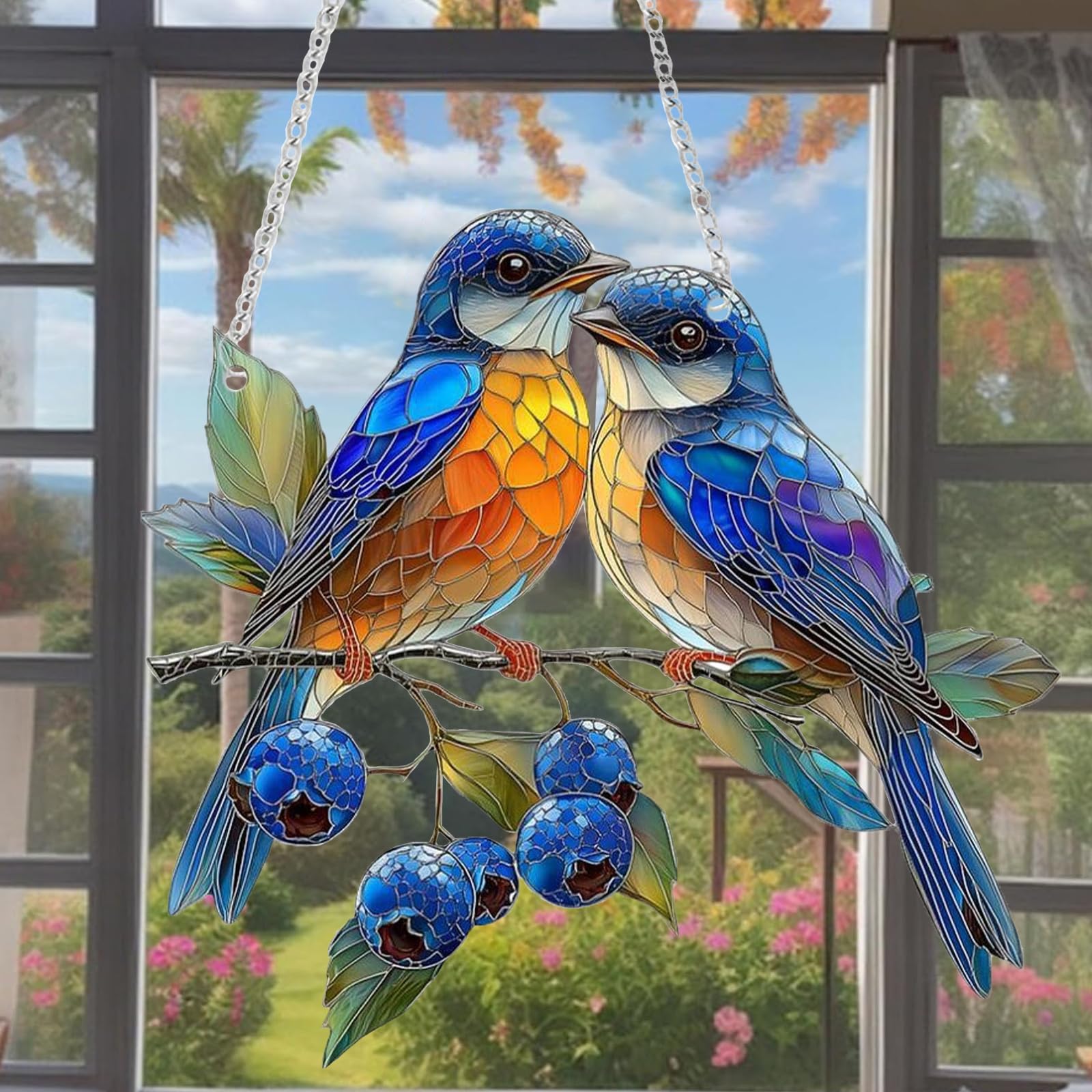Atrapasoles Colgante Pájaro Decorativo de Acrílico 18x20 cm Decoración Hogar y Jardín Veleta de Viento Sun Catcher para Ventanas Paredes Árboles o Terraza Decoración Interior y Exterior