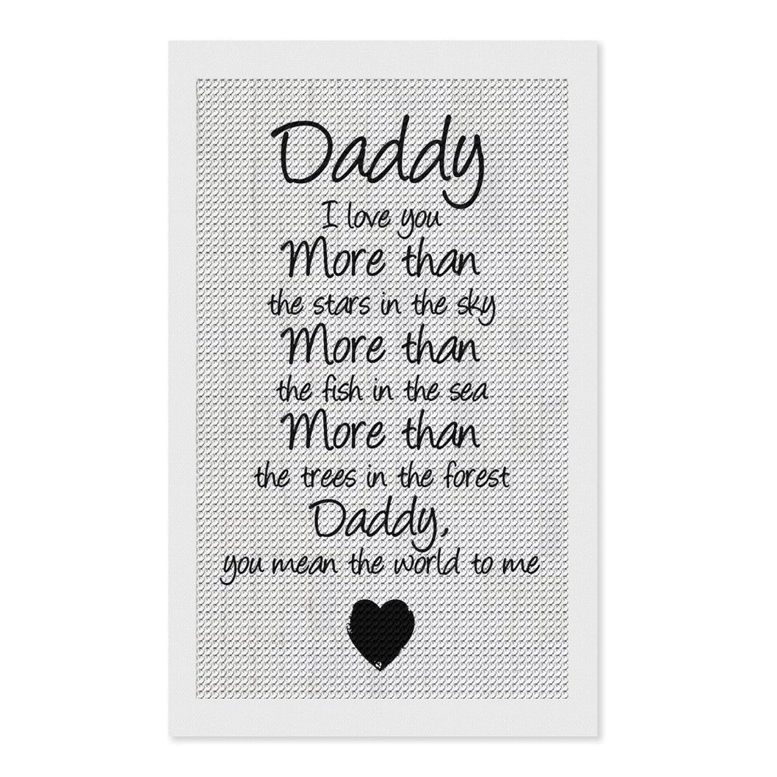 Junmoney Father Day Quote Daddy Full Drill Diamond Painting Kit 12"x20", for Teens, Calming Craft to Unwind, Home Wall Decor, Christmas Gift