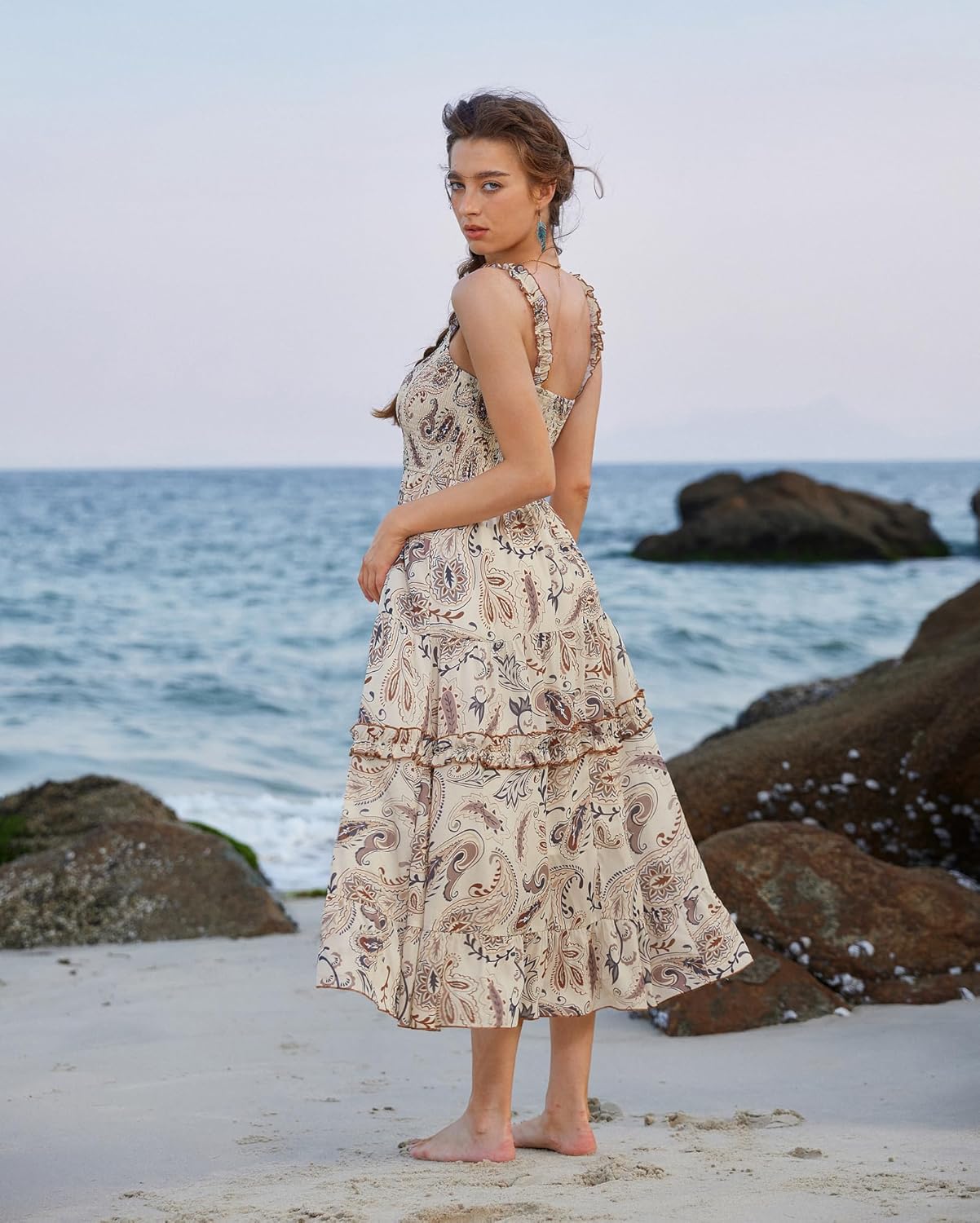 SCARLET DARKNESS Floral Dress for Women 2026 Flowy Sundress Smocked Cottagecore Dresses - Image 8