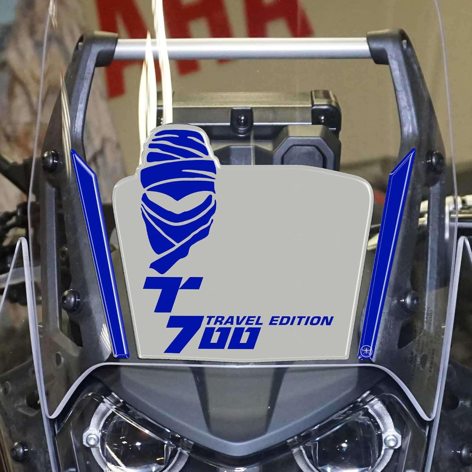 labelbike - 3D Sticker Motorcycle Windshield Protection and Decoration in Resin Compatible with Yamaha Tenere 700 2019-2021 Blue