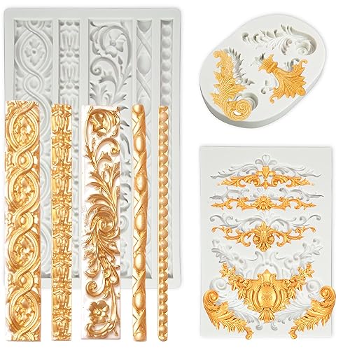 3 Packs Baroque Silicone Molds Scroll Silicone Baroque Mold Clay