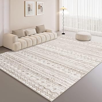 Area Rugs 6x9, Machine Washable Living Room Rug, Soft Moroccan Indoor Carpet for Bedroom, Brown