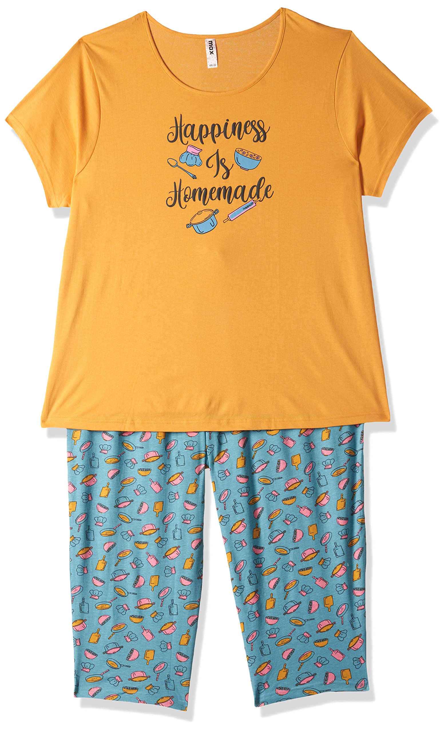 max Women Plus Size Pure Cotton Printed Lounge T-Shirt with Capris-picture-31