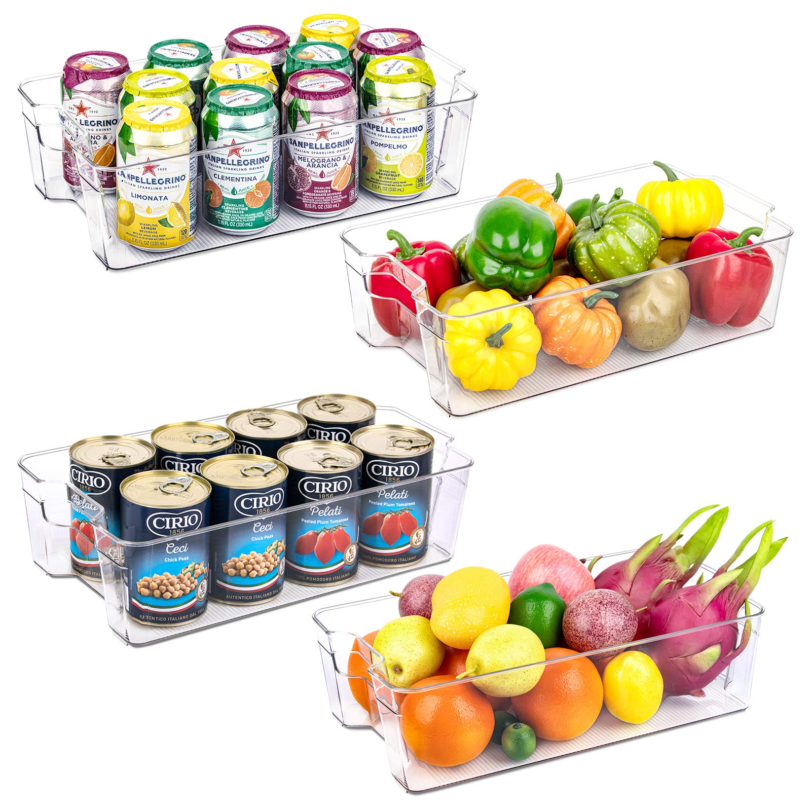 Buy 4 Pack Kitchen Organizer Bins, Large Clear Plastic Food Storage Bin