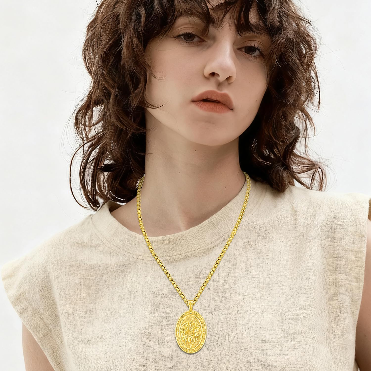 Odinstone S925 Sterling Silver Patron Saint Religious Necklace St Michael/St Christopher Pendant Protect Us Medal Amulet Religious Jewelry for Men Women,with 22"+2" Stainless Steel Chain - Image 5