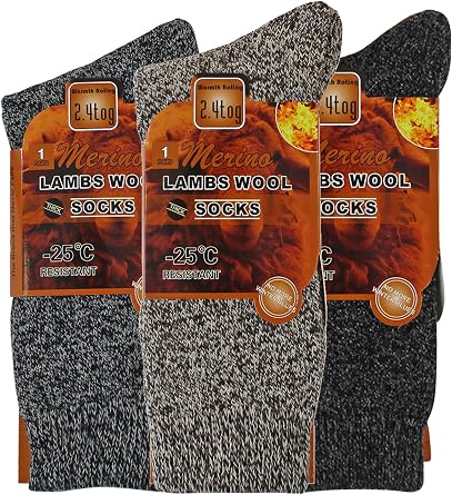 Mens 3-Pack Lambs Wool Mega Thermal Work Socks