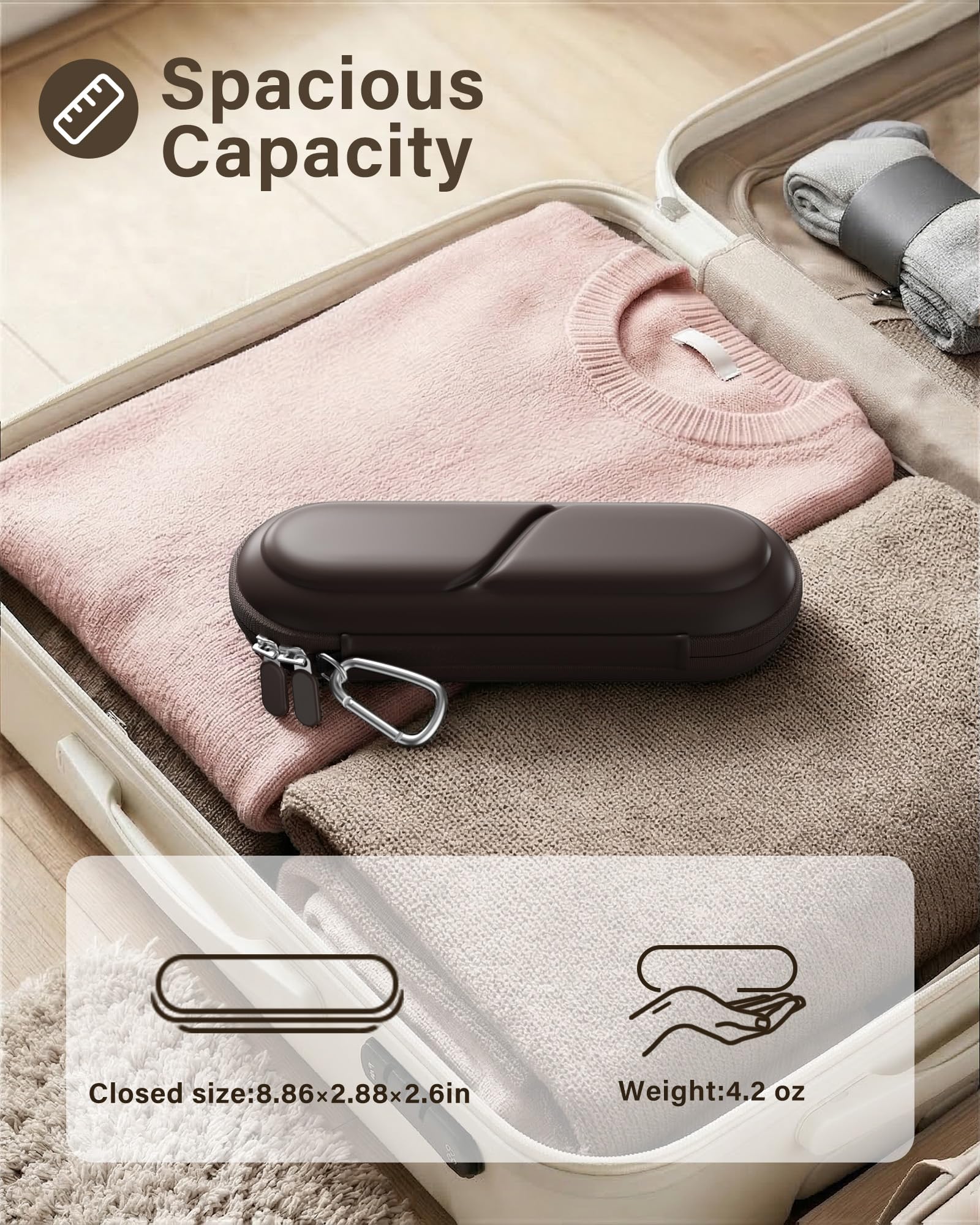 ProCase 歯ブラシケース 携帯用 コンパクトな旅行用 EVA製 Oral-B Philips対応 - チョコレート | 電動歯ブラシケース,アクセサリー収納付き,多機能,軽量,耐久性,持ち運び便利,出張や旅行に