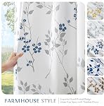 Beauoop Floral 100% Blackout Curtains 84 Inches Long 2 Panels for Bedroom Living Room Blue Grey and White Flower Patterned Room Darkening Thermal Soundproof Rod Pocket Back Tab Window Drapes, 52X84