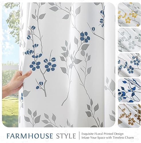 Miniatura 8 de Beauoop Cortinas opacas para dormitorio con estampado botánico de 108 pulgadas de largo, cortinas con aislamiento térmico floral, ojales en la parte