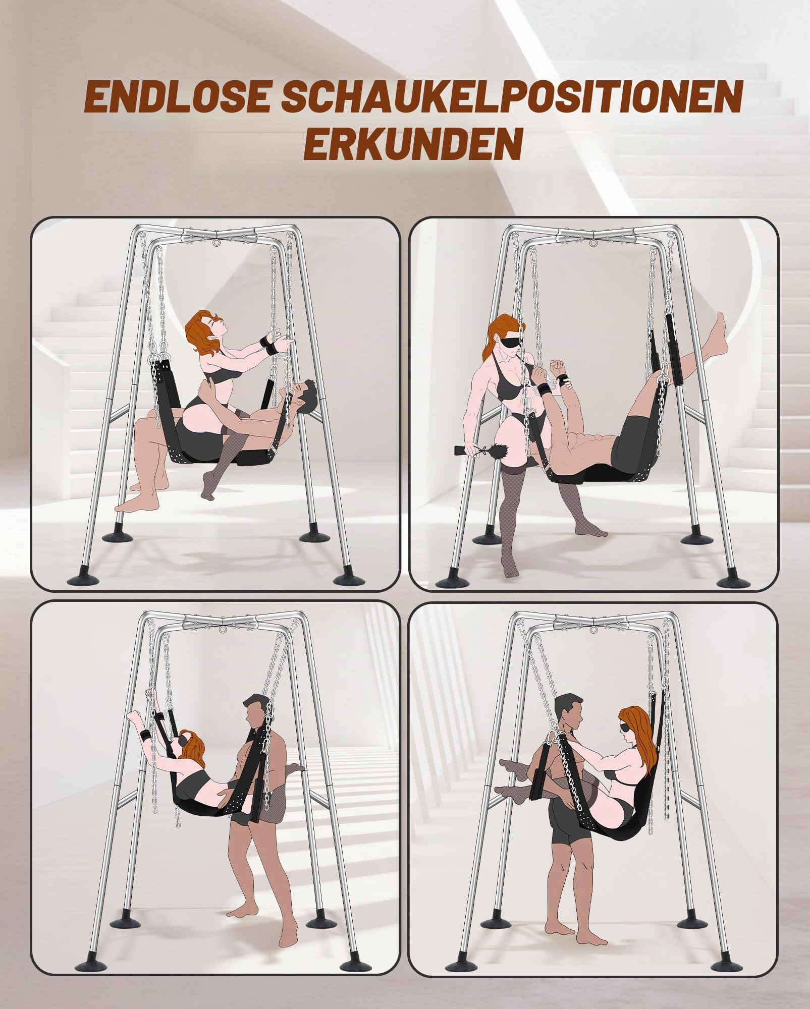 UTIMI Sexschaukelgestell BDSM-Sexspielzeug Sexschaukelset mit Sexschlinge für Paare, Bondage-Sklave, einfach zu montieren und verstellbar, Sexmöbel fürs Schlafzimmer, stabiler Stahlrahmen