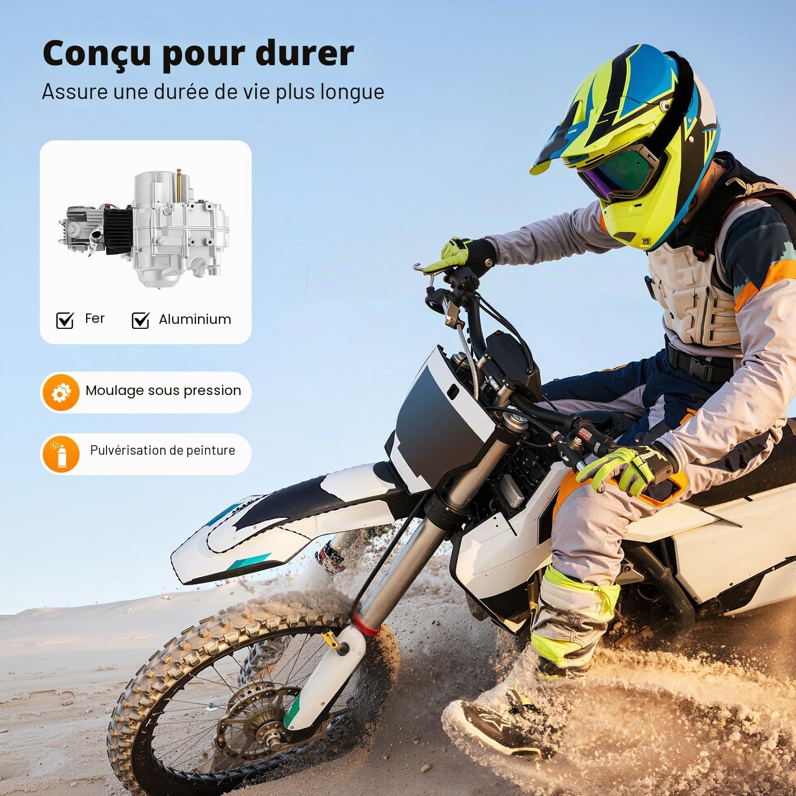 Moteur ATV 125 cc 4 temps - Démarrage électrique - 3 + 1 marche arrière - Monocylindre - Moteur refroidi à l'air - Avec filtre à air pour ATV Go Kart Dirt Bike