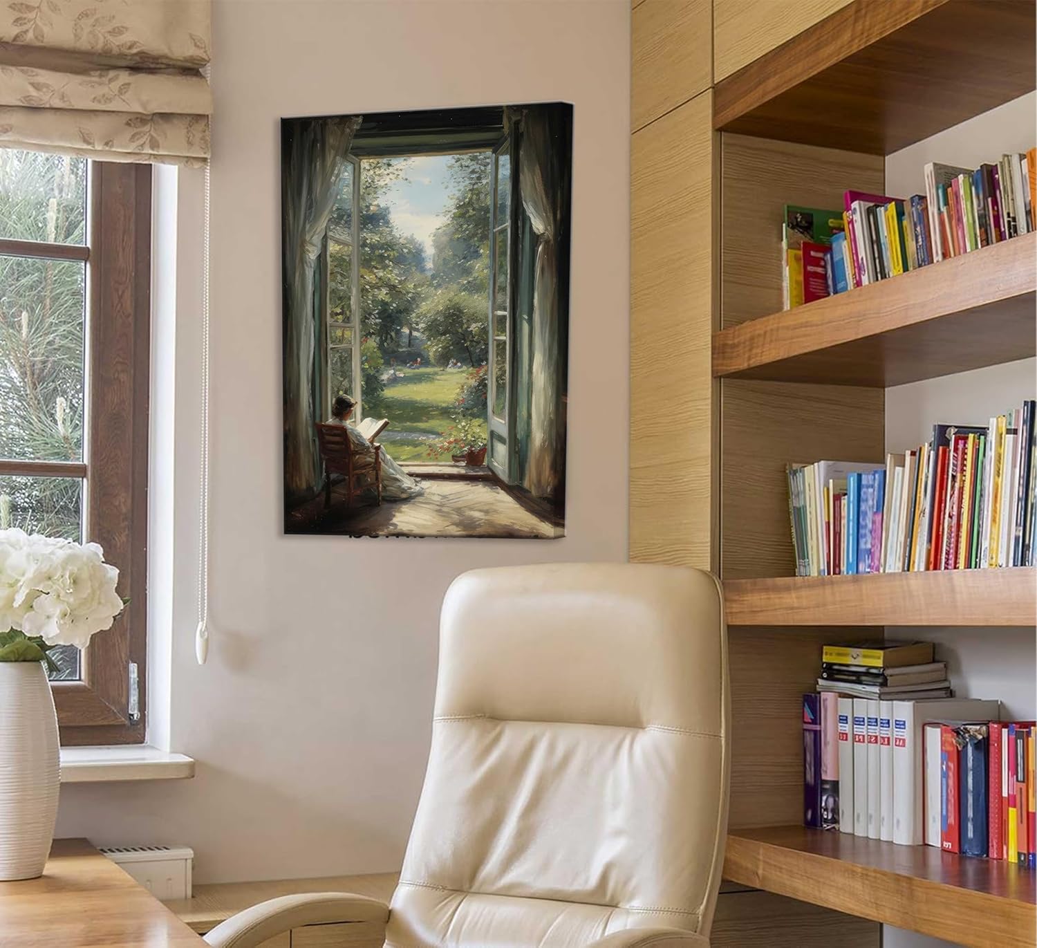 Vintage Women Reading Books Wall Art Famous Antique Female Wall Decor French Country Garden Women Flower Canvas Posters Retro Portrait Oil Painting Prints Pictures 12 * 16in Canvas - Image 4