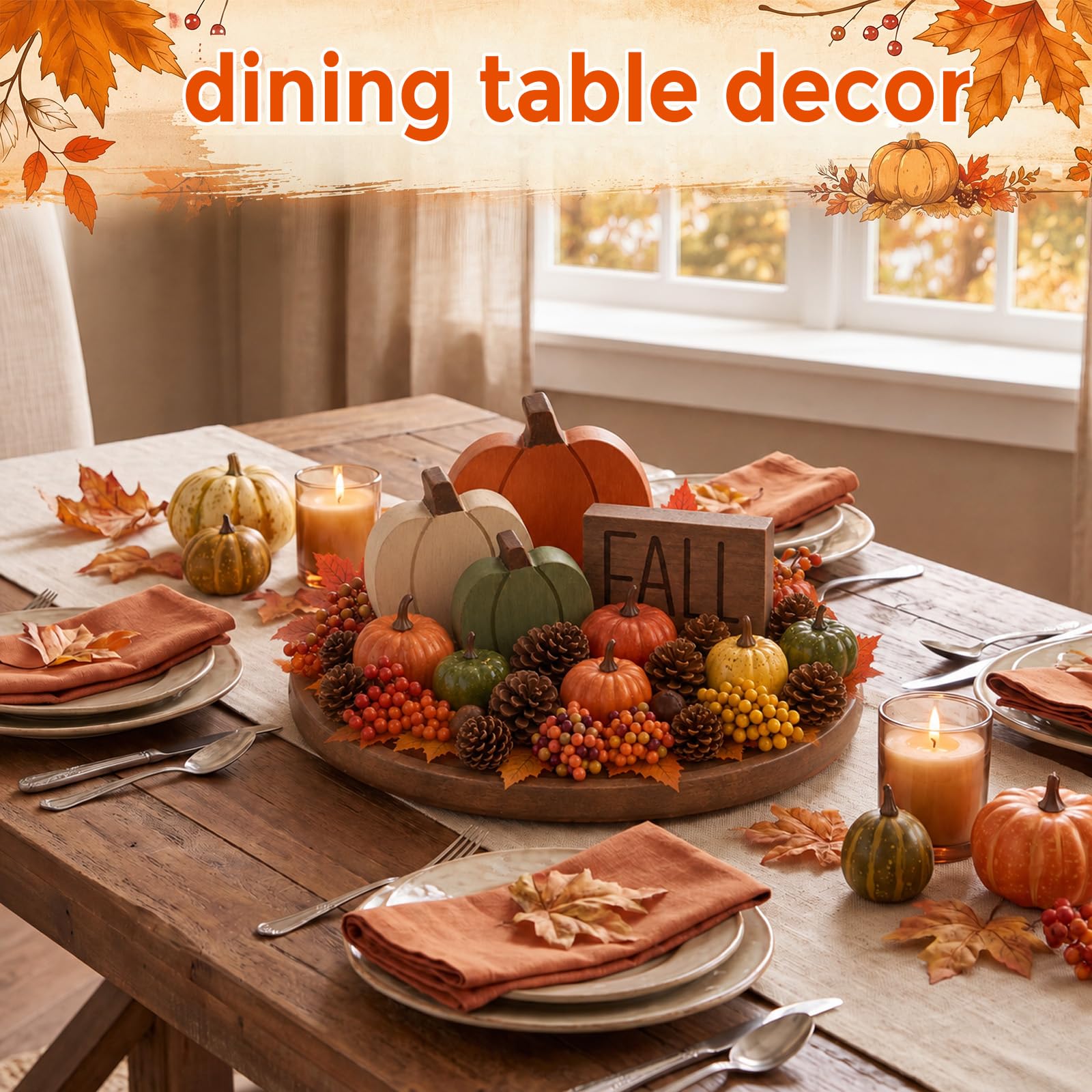 Amyhill Set di 39 decorazioni per vassoio a forma di zucca autunnale, kit