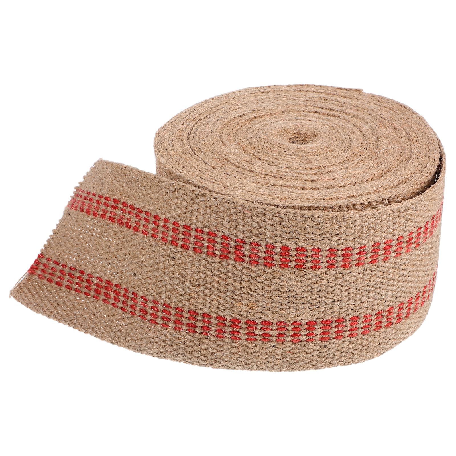 Jute Gurtband 1 Rolle 10m mit Roten Streifen für Bastelarbeiten