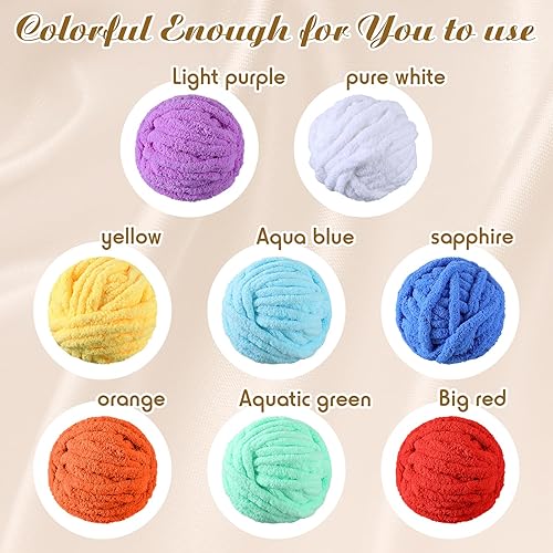 Miniatura 2 de Timgle Paquete de 24 hilos de felpilla gruesa para ganchillo (29 yardas cada madeja), hilo grueso y esponjoso para tejer, hilo de felpilla, hilo