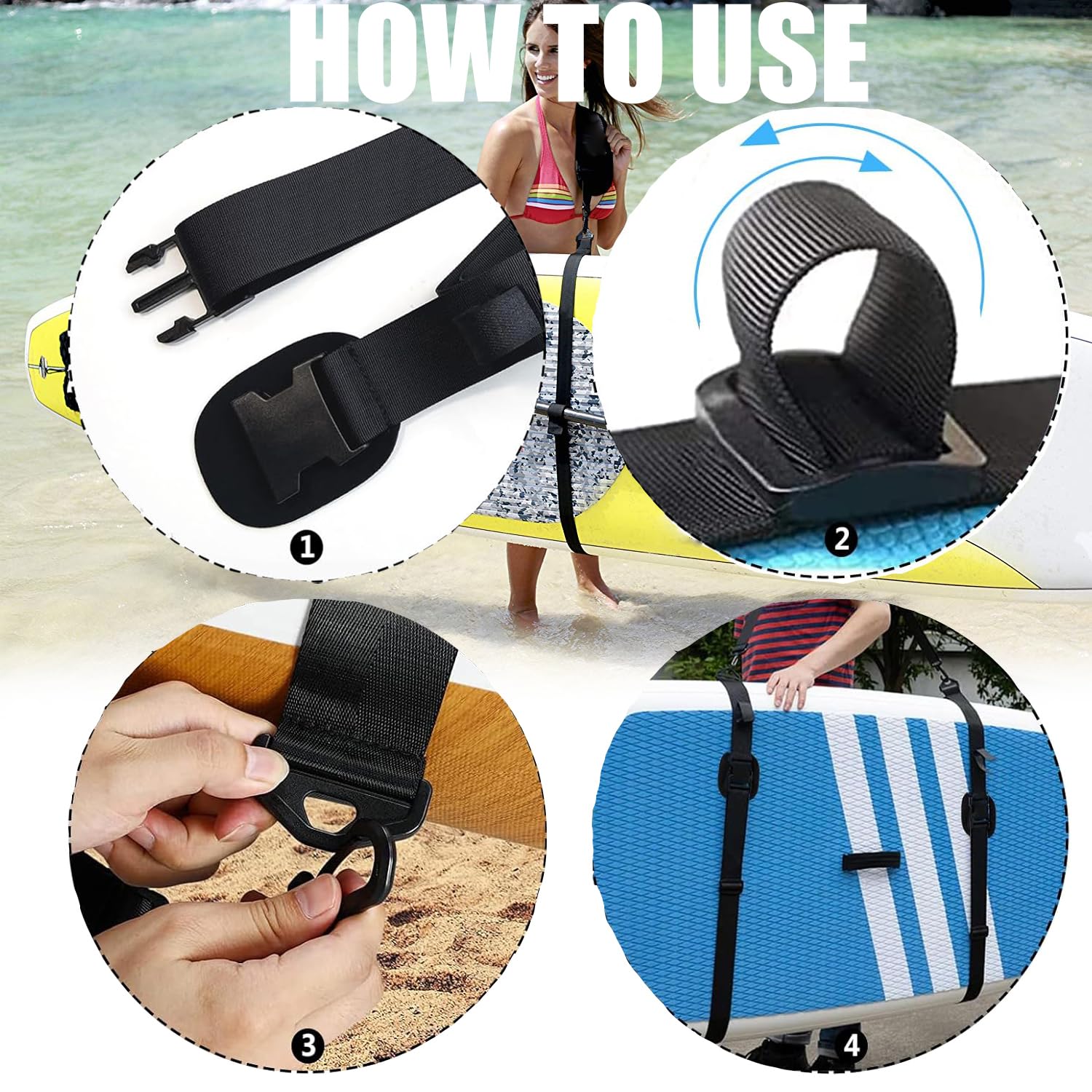 Correa Transporte Tabla Surf Ajustable para Surf, SUP, Kayak, Canoa, Longboard