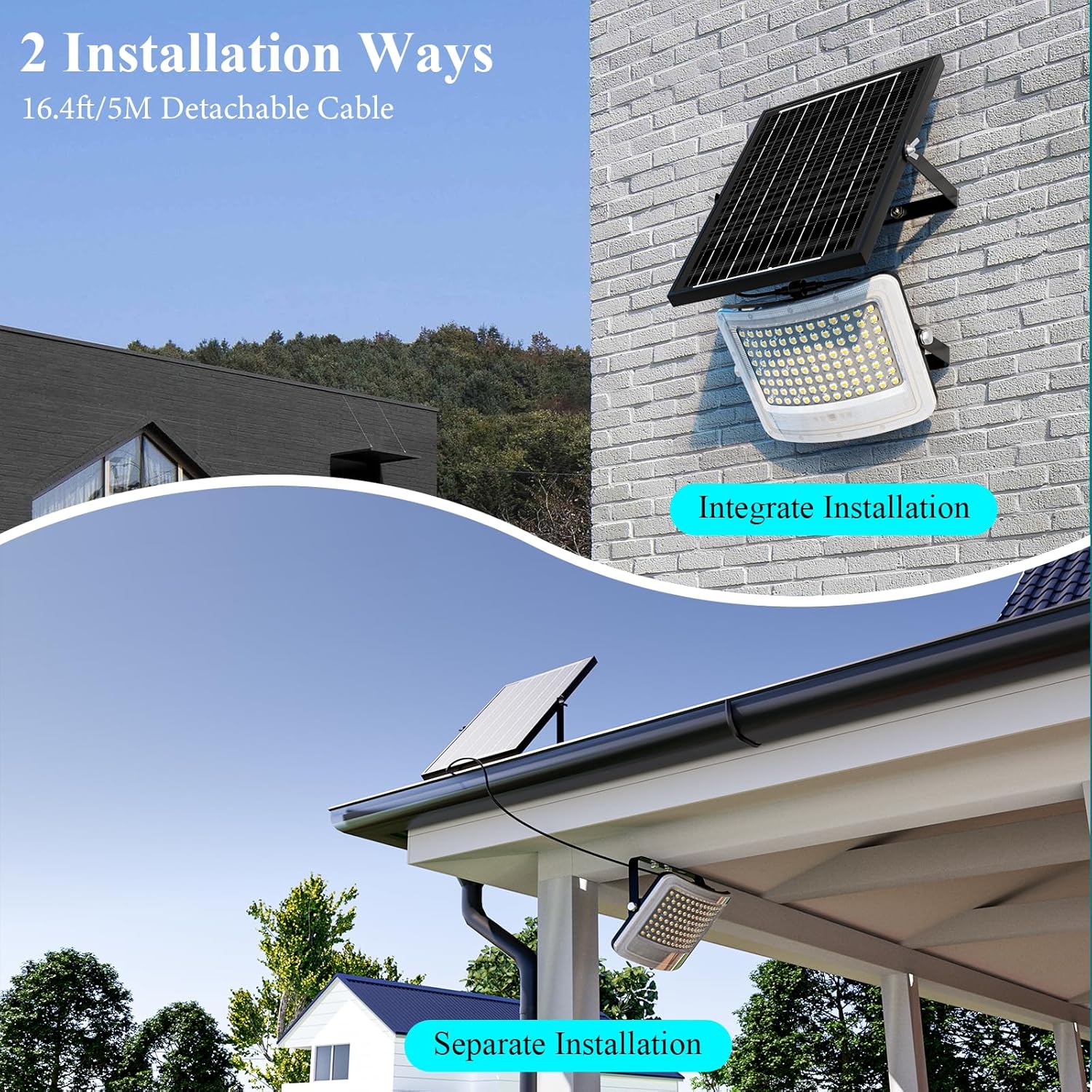 MMKT Solar Flood Lights Outdoor,12000mAh Motion Sensor Outdoor Solar Powered Lights with Remote, IP65 Waterproof Solar Flood Light for Outside, Dusk to Dawn Wall Light for Garage, Patio, Yard