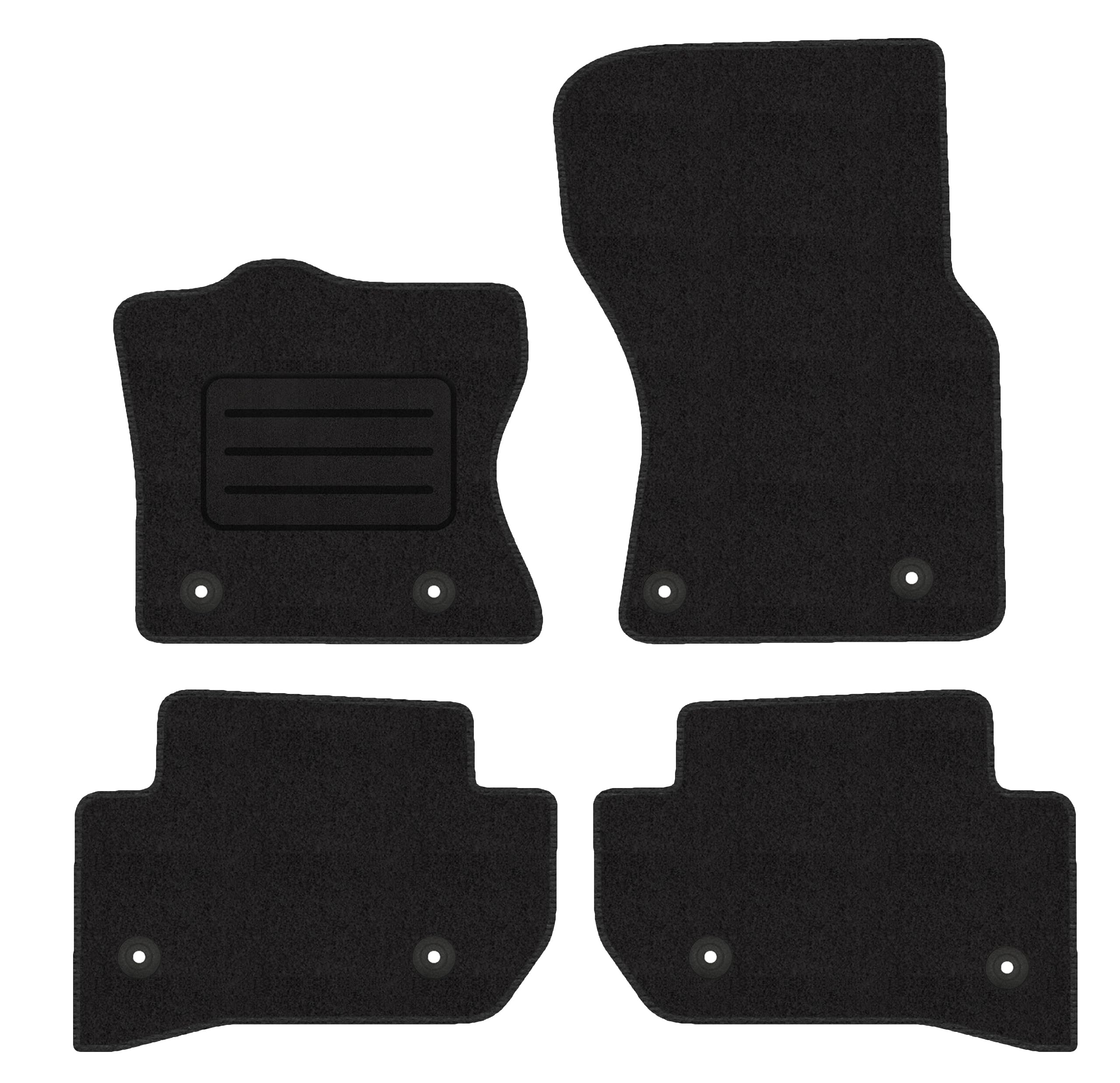 Juego de alfombrillas de terciopelo para Land Range Rover Velar (2017-) – Premium Line Nubuck Negro Costuras: Blanco – 4 piezas – Ajuste perfecto