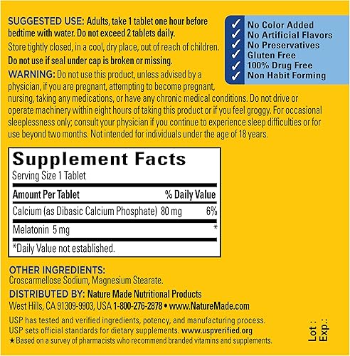 Miniatura 6 de Nature Made, tabletas de melatonina tabletas, 0,00017 oz, 90