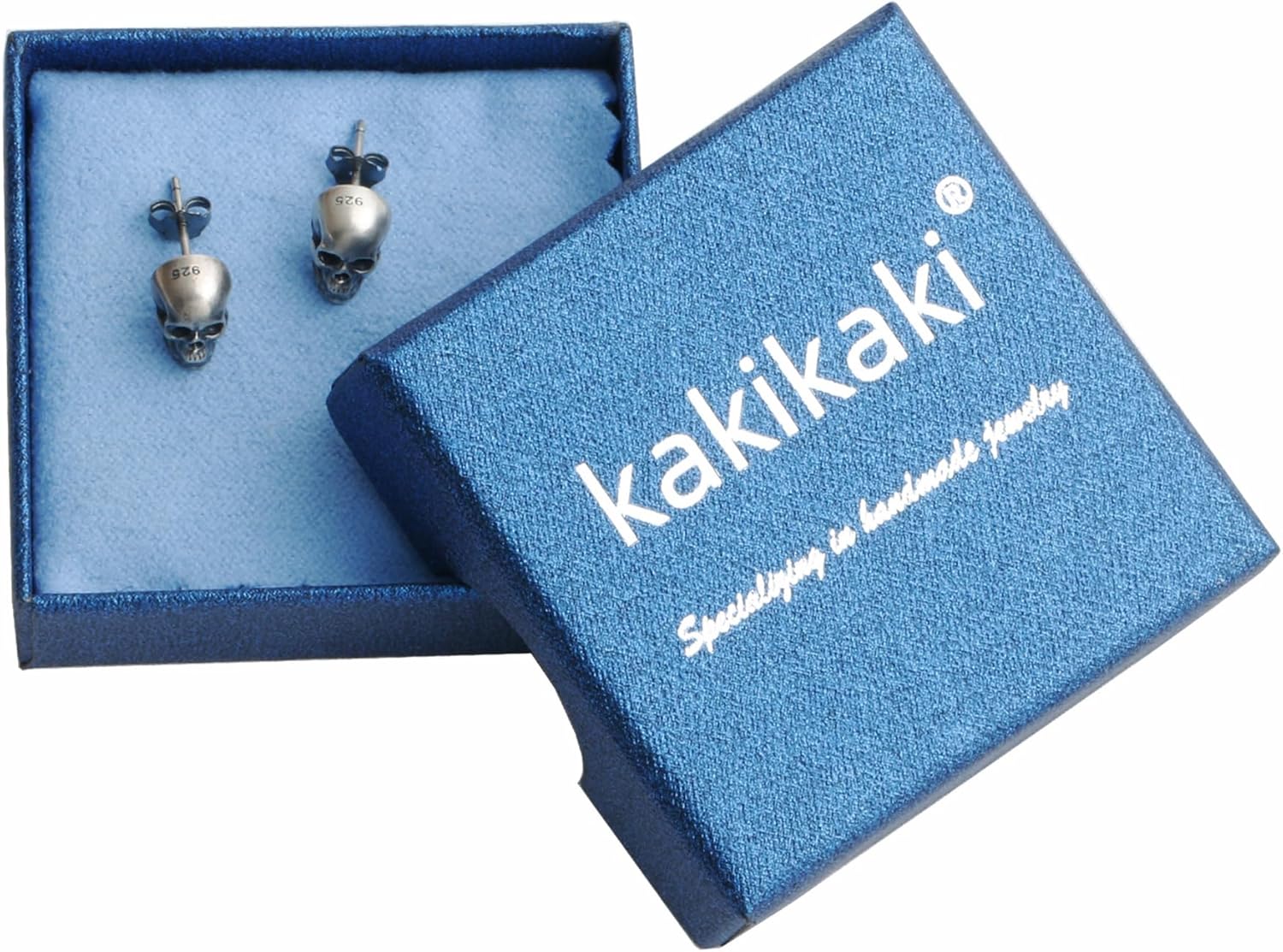 925 Sterling Silver Creepy Human Skull Earrings Studs for Women Man Halloween Costume