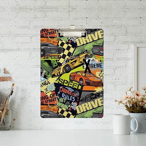 Miniatura 5 de Naanle Portapapeles para aulas, oficina, autos deportivos, portapapeles de plástico, tamaño A4, tamaño de letra estándar, 9 x 12.5 pulgadas, con