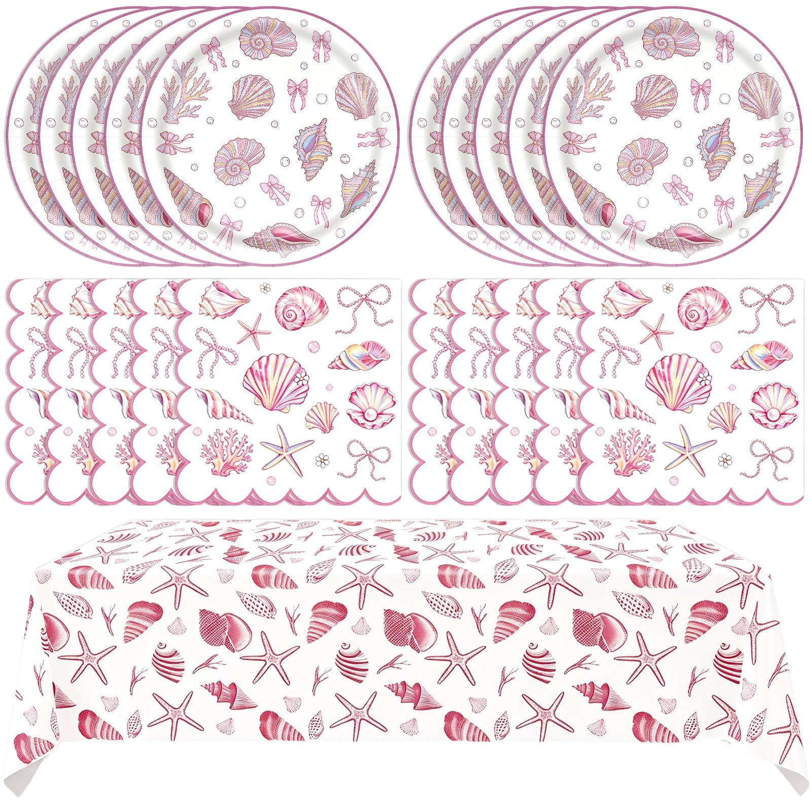 41pcs Coastal Beach Birthday Plates and Napkins,Tablecloth Set