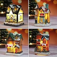 Vista 4 de Skylety Juego de 16 piezas de casas de pueblo de Navidad, luces LED, escena de pueblo de Navidad, adornos de escritorio, figuras de Navidad