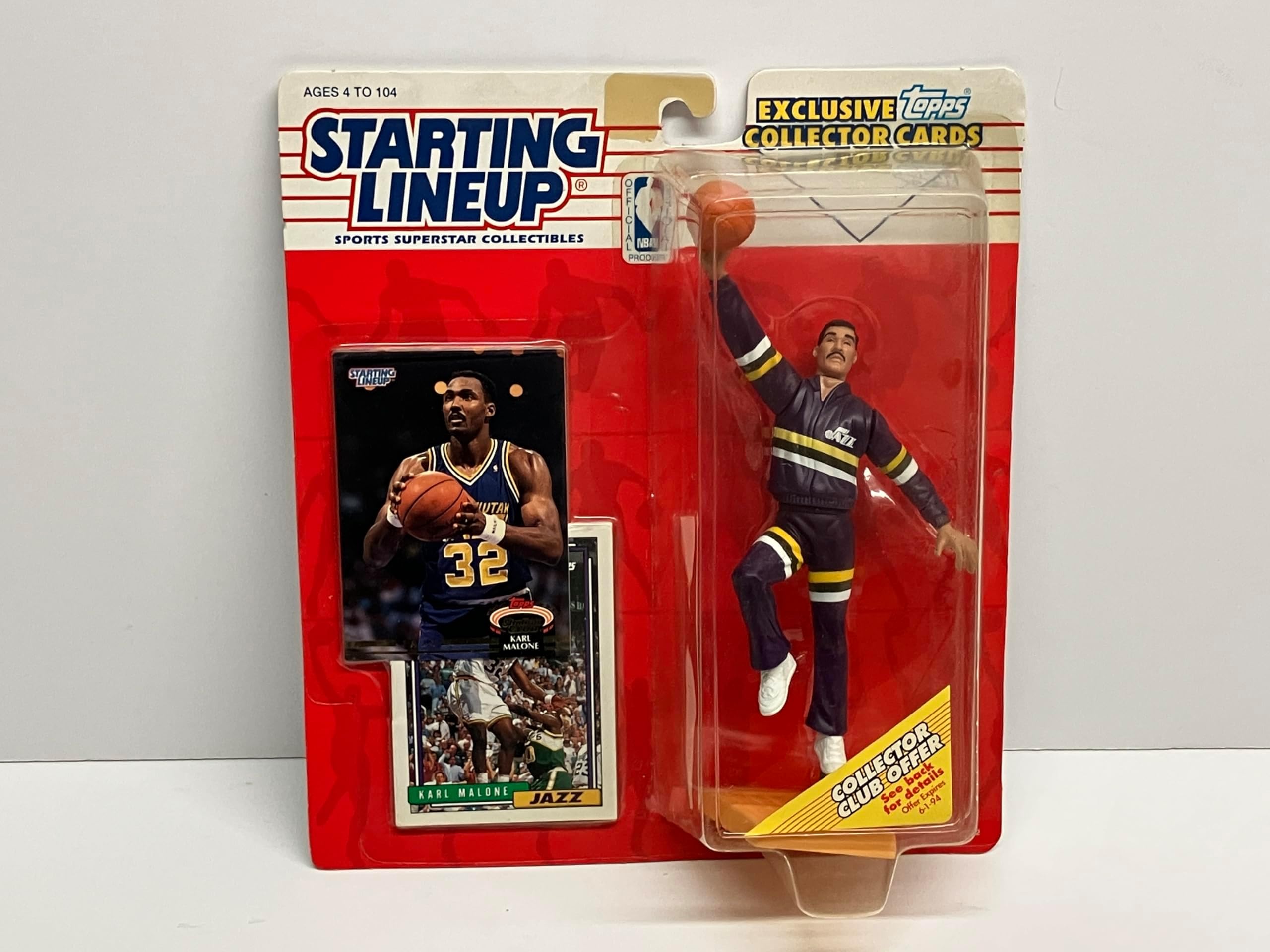 Karl Malone 1993 Utah Jazz Starting Lineup Figure with Trading Cards
