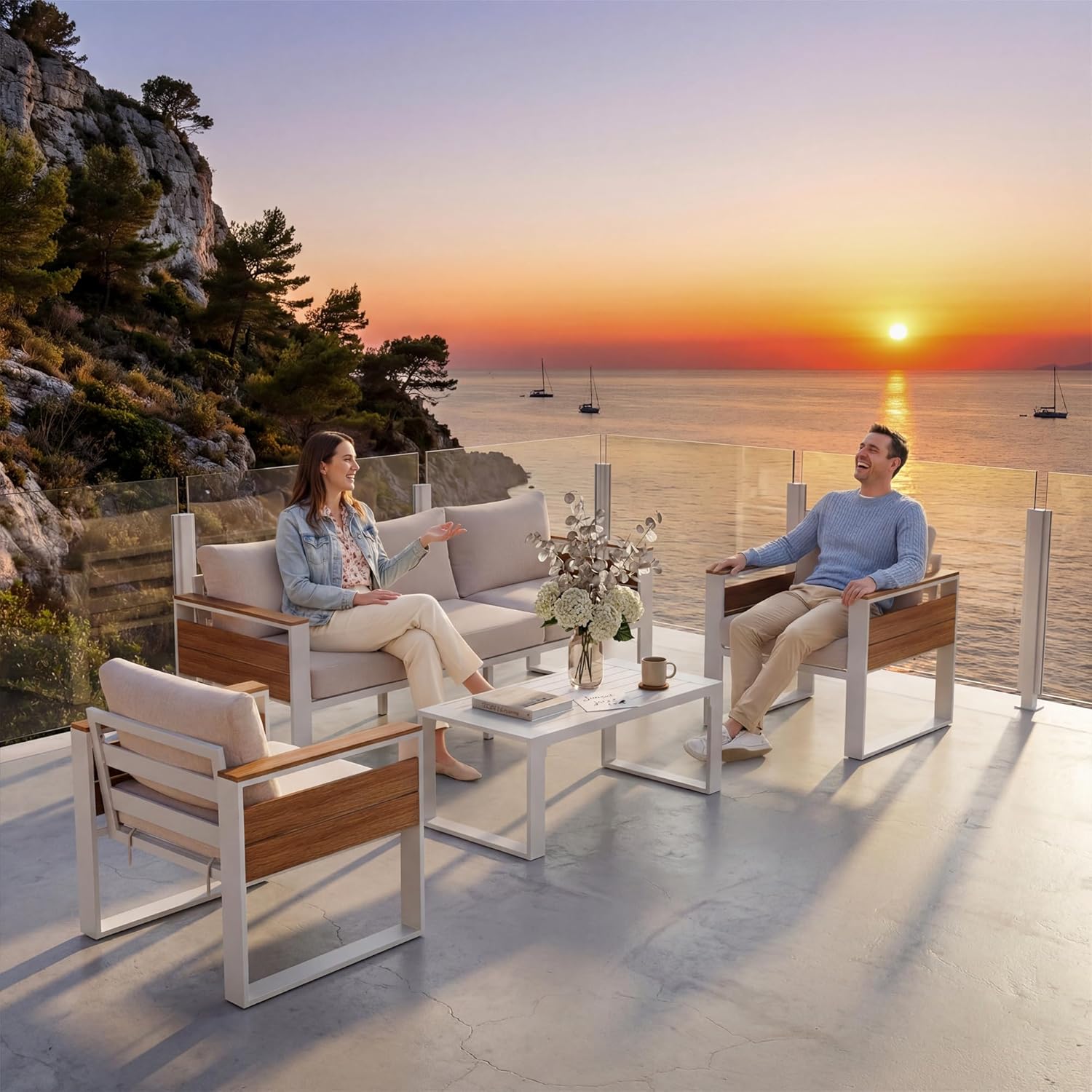 ENSTVER 5-Seat Aluminum Patio Sectional Review: Rust-Proof Outdoor Furniture for Backyard Gardens