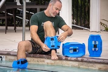 Aquastrength Hydro-Tone Total Body Pool Exercise System, Isokinetic Functional Water Weights, Bells 12 x 7.5, Fins 6.5 x 2.5, Quick Start Guide Included