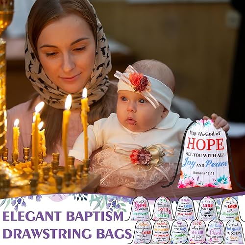Miniatura 6 de Aliceset 36 bolsas con cordón de versículos religiosos de la Biblia, bolsas de regalo de Navidad con cordón de regalo, bolsas de madera cristiana