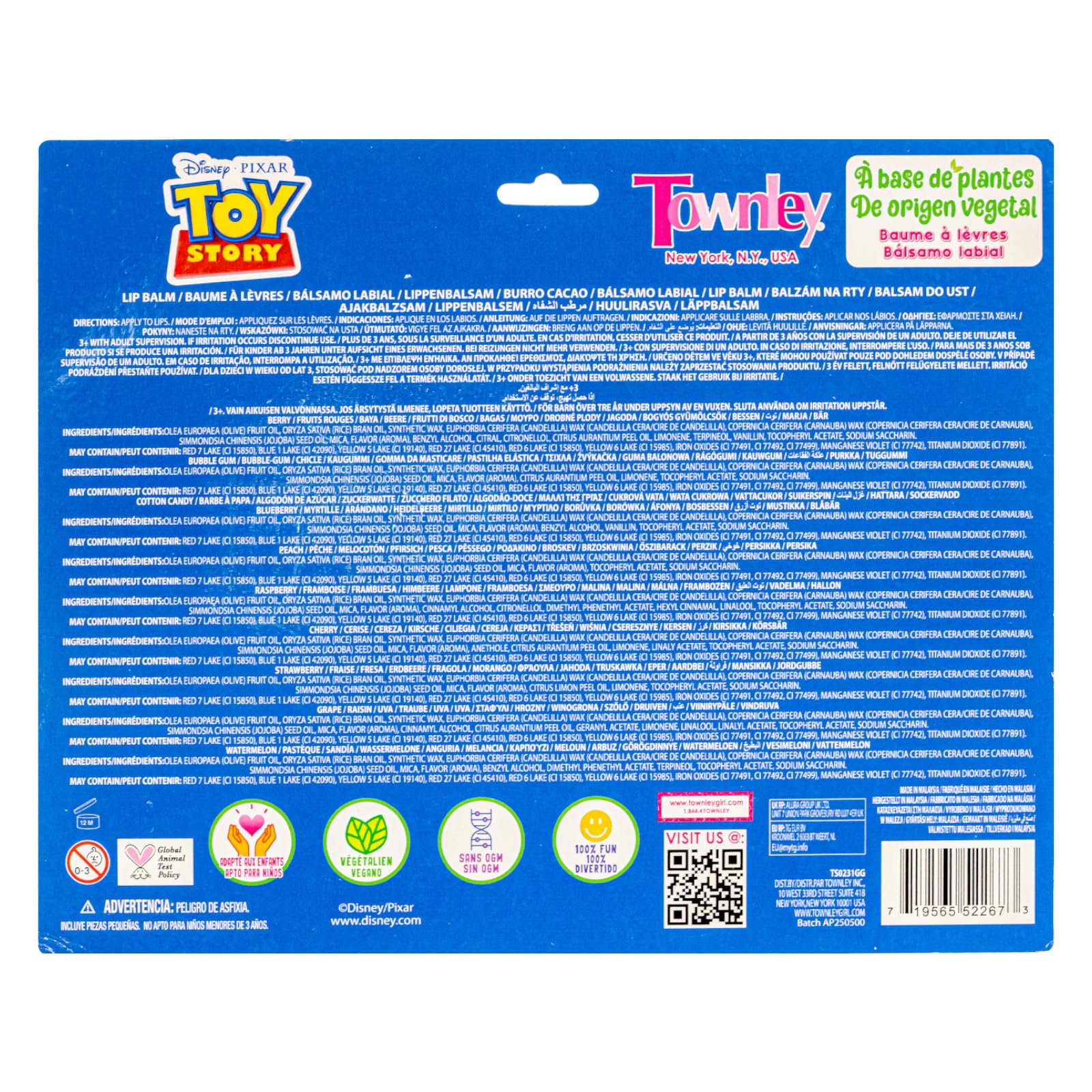 Toy Story Baume Lèvres Végétal 10 pcs avec Topper Cadeau Enfant