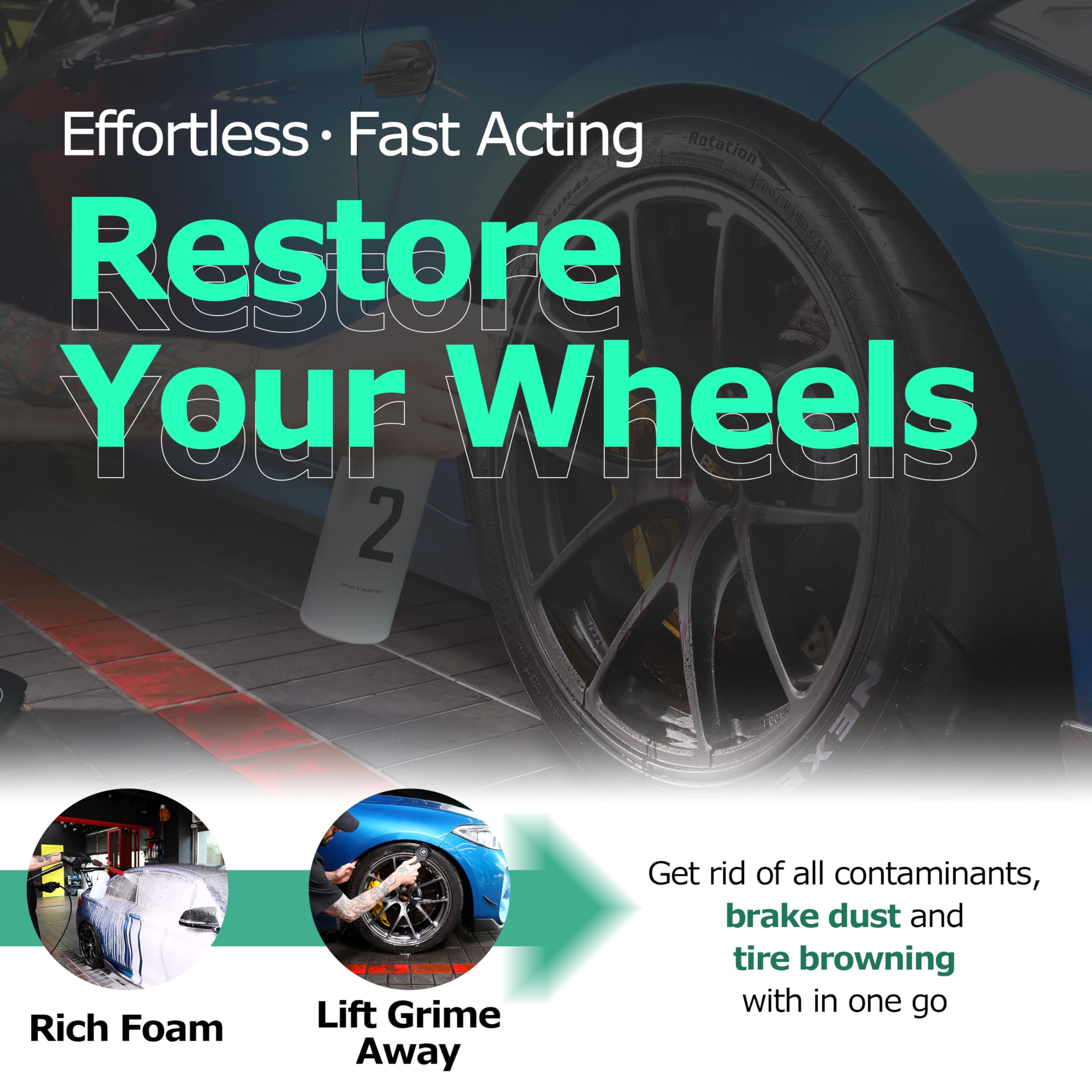 BLASK Wheel Cleaner (16.91oz) - All in One Tire & Wheel Cleaner Spray for Car Detailing | Perfect for Rim Cleaning & Brake Dust Remover | Versatile Formula, Spotless Cleaning for Cars, Motorcyles & RV