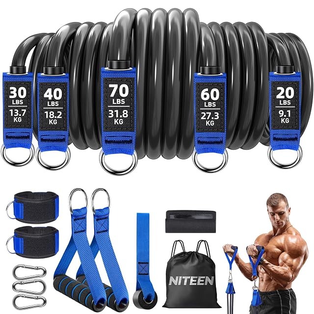 Heavy Resistance Bands for Working Out NITEEN Resistance Bands with Handles Weight Exercise Bands for Men Women Workout